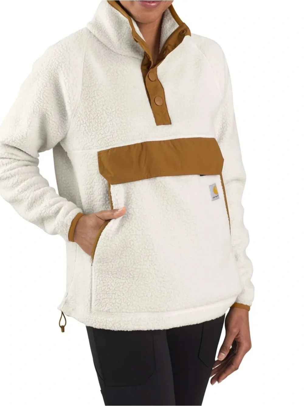 Carhartt Women's Cream Sherpa Pullover with Tan Trim